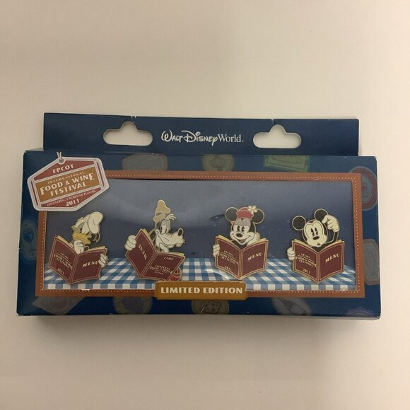 Disney Food and Wine Festival 2011 LE Pin Set Mickey Minnie Donald Goofy RARE - Picture 1 of 6